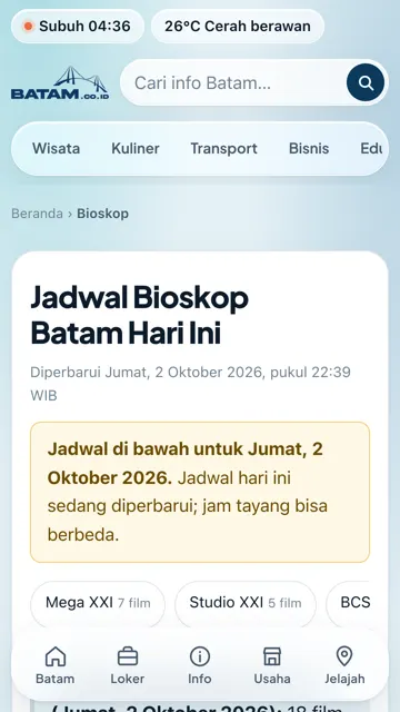 Jadwal bioskop Batam