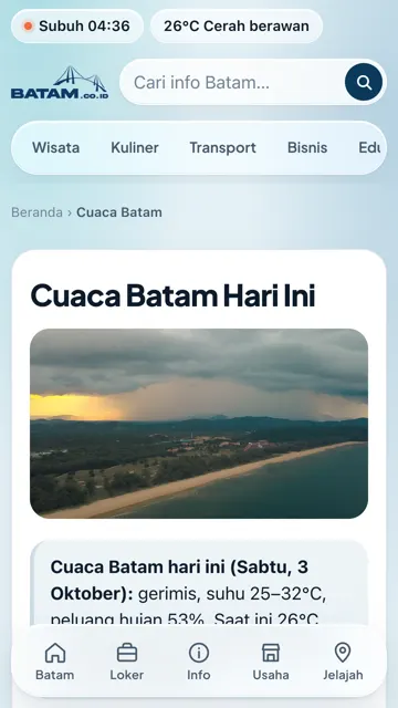 Cuaca Batam hari ini