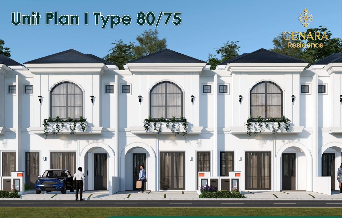 Genara Residence Batam type 80/75 classic-modern facade with arched windows