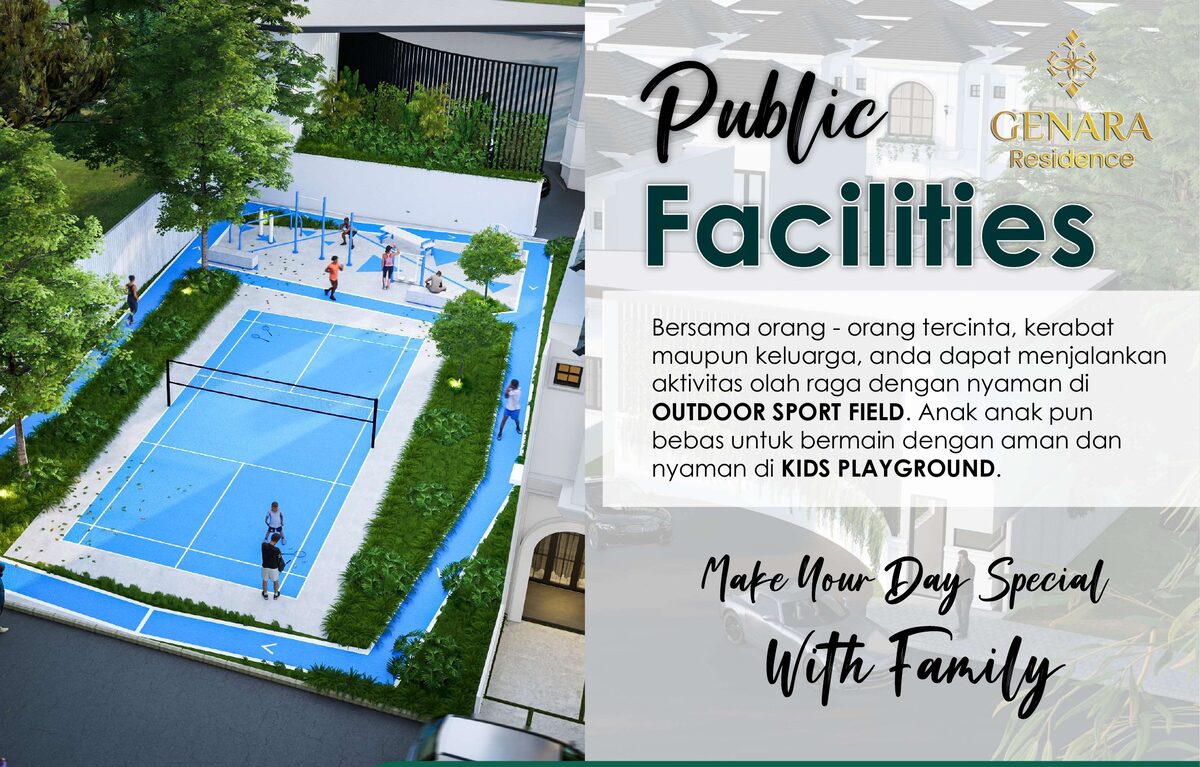 Outdoor sports court and kids playground at Genara Residence Batam
