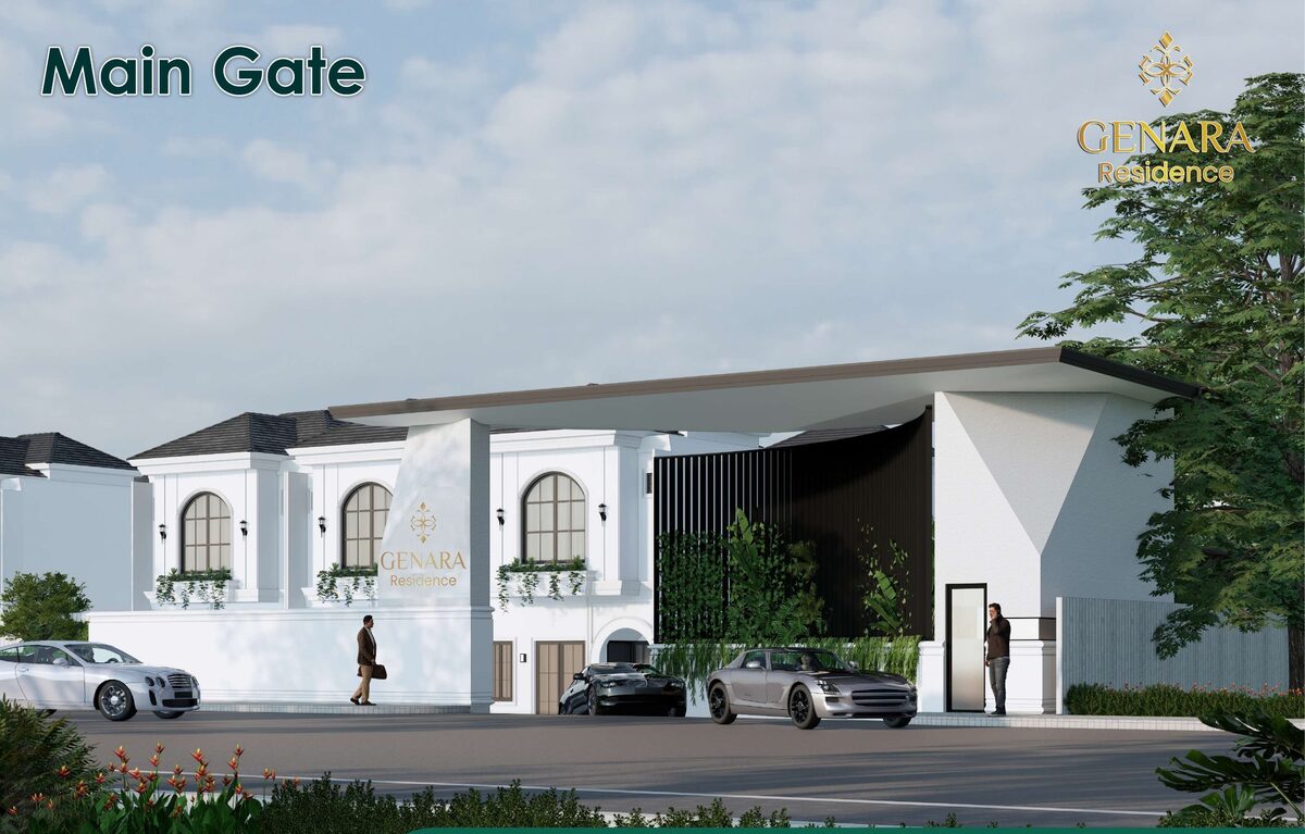 Main gate of Genara Residence, a single-entry gated cluster in Batam
