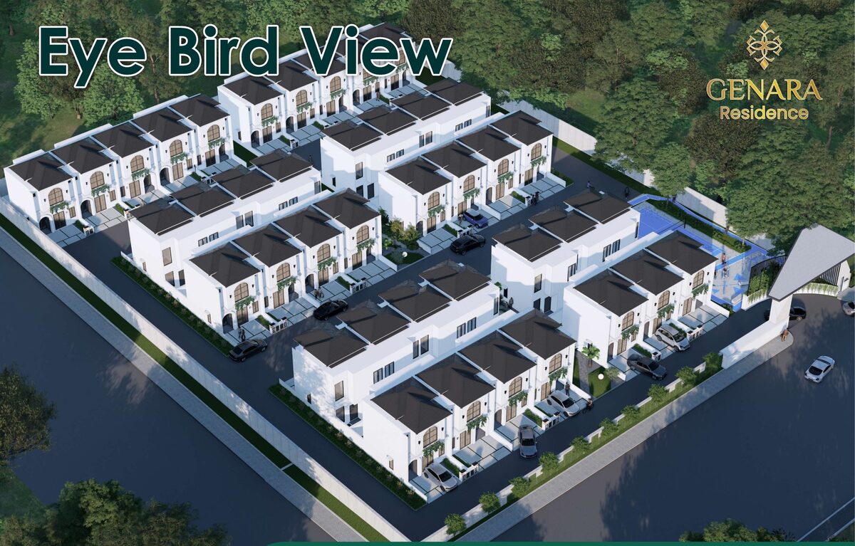 Aerial view of the 40 two-storey houses at Genara Residence Batam