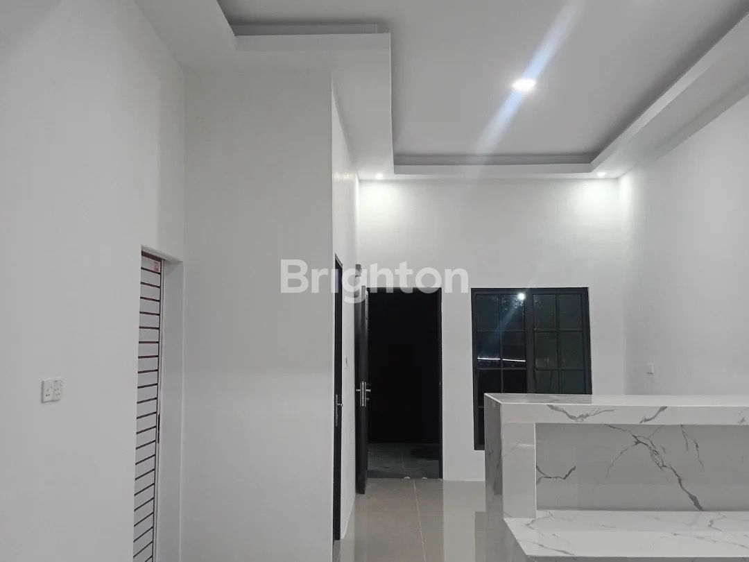 Meja dapur motif marmer rumah baru Taman Raya Tahap 3 Batam