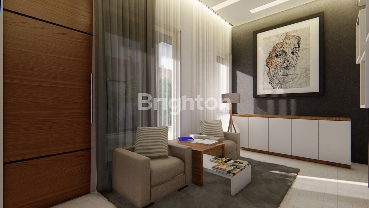 Ilustrasi ruang tamu rumah tipe 120/128 Cemara Park Batam