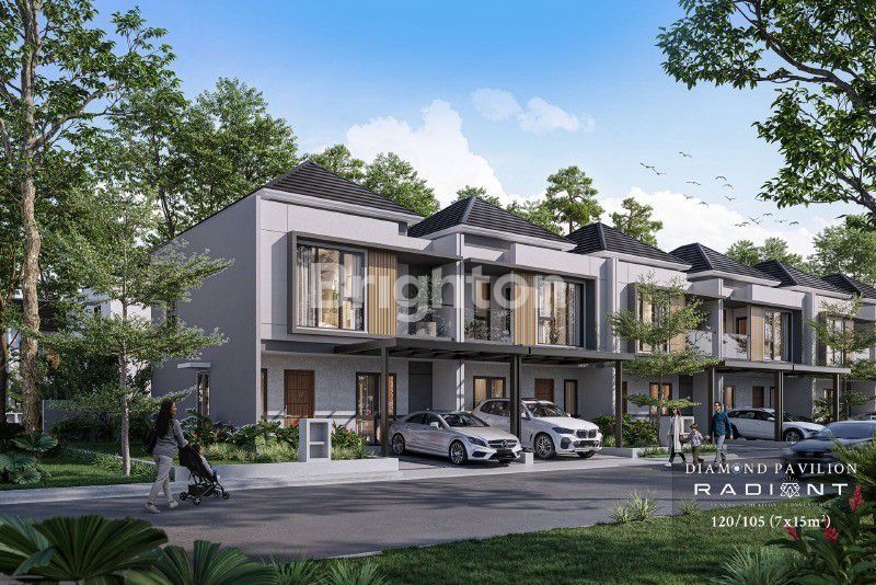 Ilustrasi deretan rumah 2 lantai Diamond Pavilion Radiant Batam