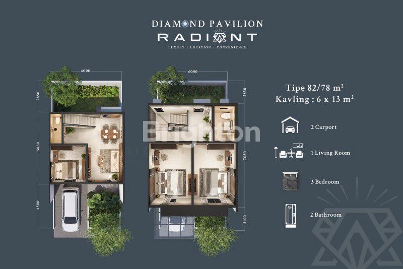 Ruang tamu rumah tipe 82/78 Diamond Pavilion Batam