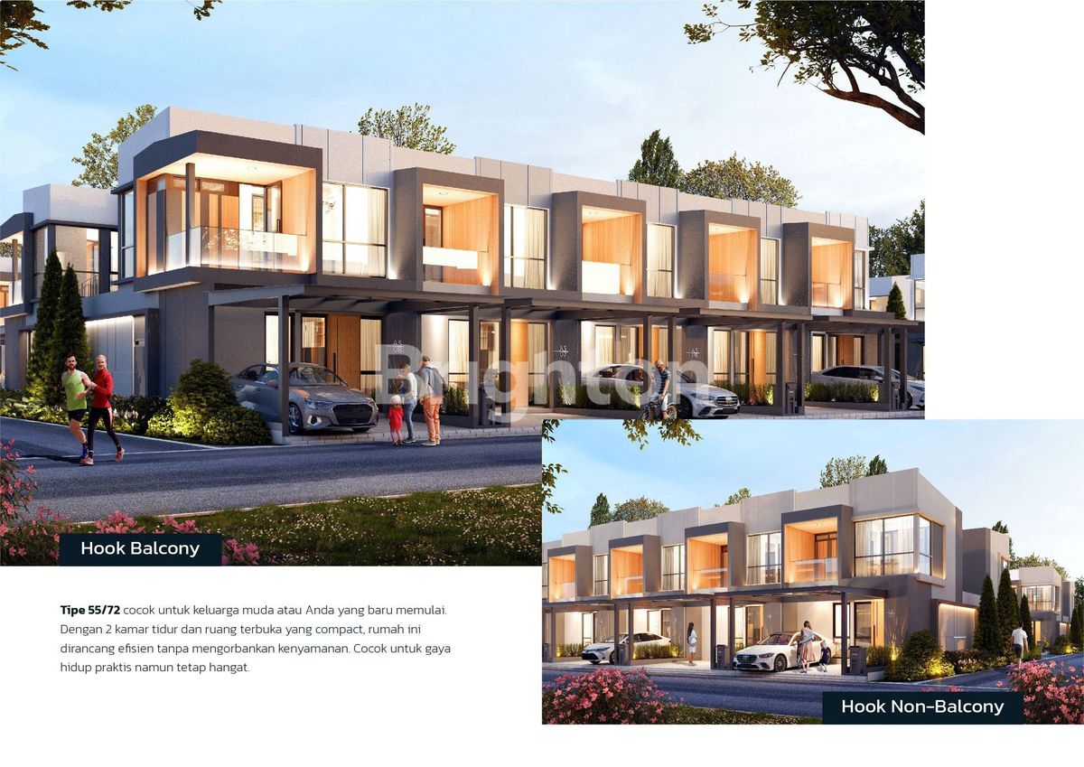 Denah lantai 1 dan 2 rumah tipe Mount Isa 55/72 Golden City Batam
